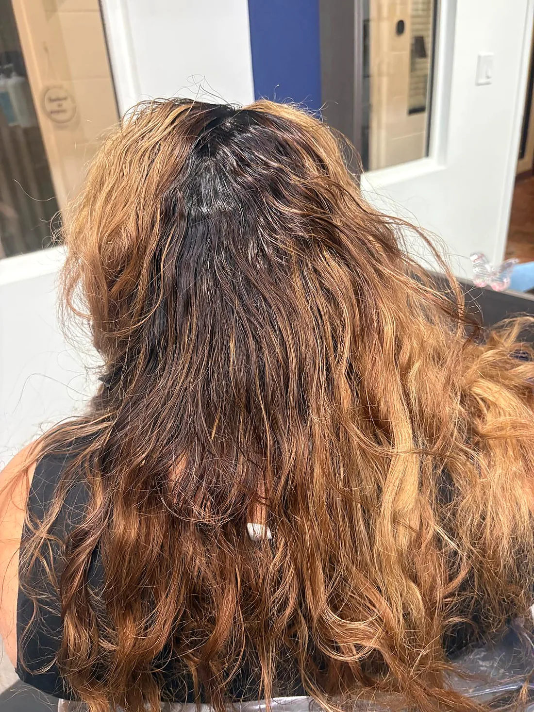 Before — frizzy waves